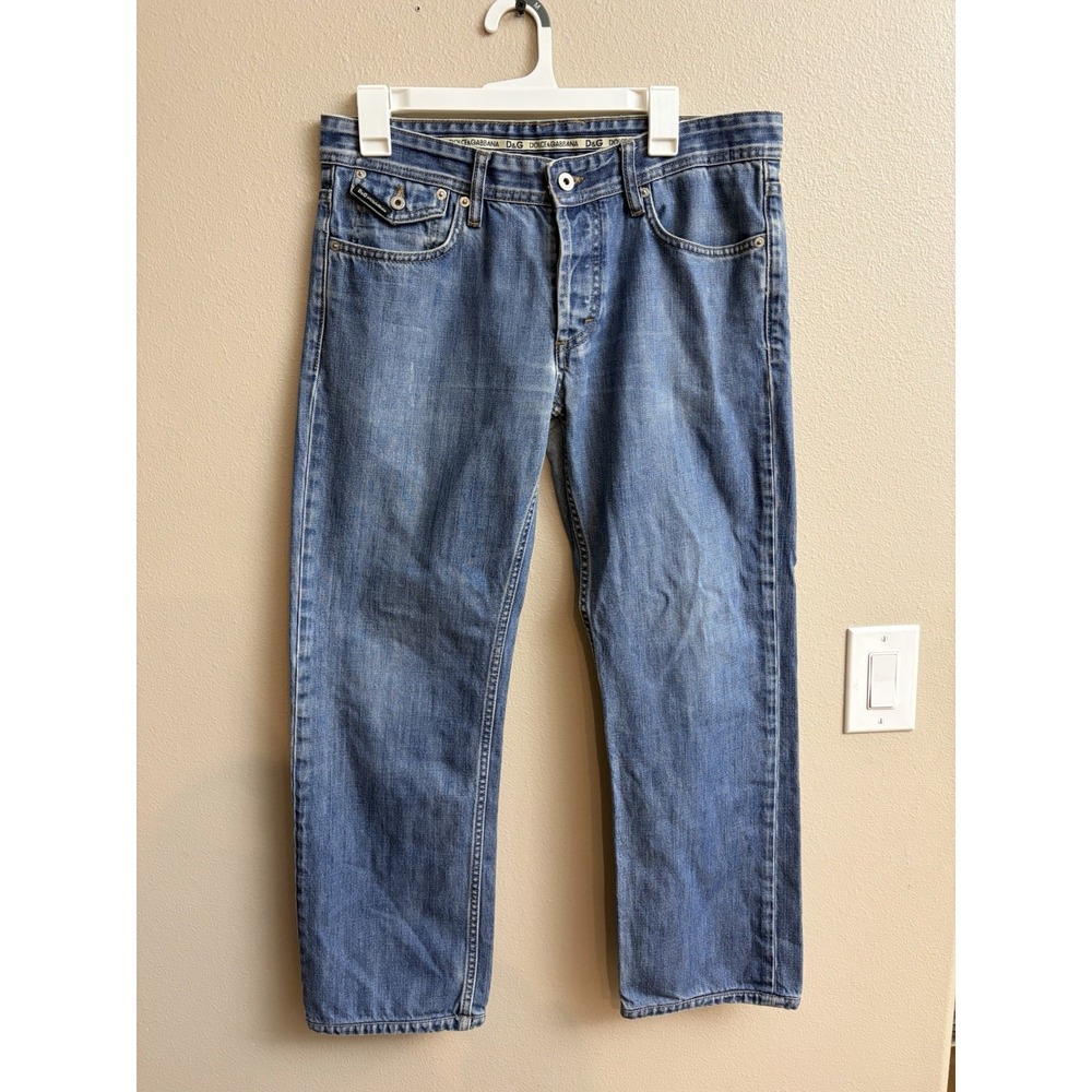 Y2K Dolce & Gabbana Magic Denim Jeans Men's 34x28 Low Rise Straight Button Fly
